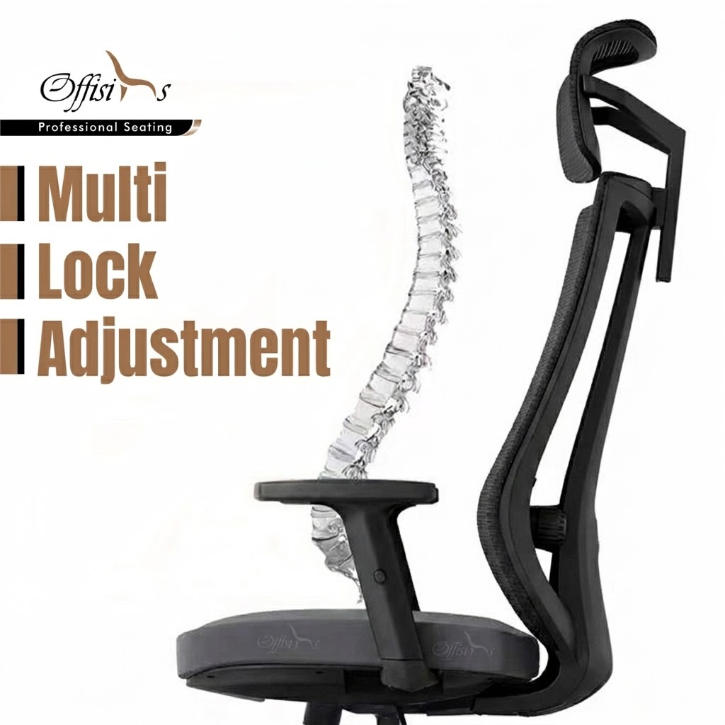 Premium Quality Full Mesh Chair With Multi Lock Adjustment M 30FM (Black) 6